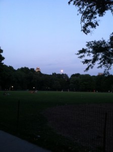 Full moon over softball field, The Great Lawn